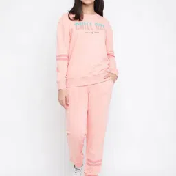 Lil Tomatoes Kids Peach Printed Full Sleeves Tracksuit-image-63