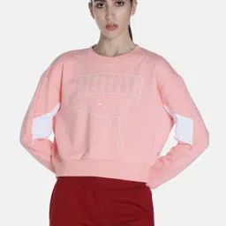 Puma Pink Logo Print Crop Sweatshirt-image-42