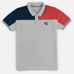 HELLCAT Grey Color Block Polo T-Shirt-image-52