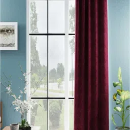 Bianca D`ROMANIO Maroon Faux Silk 9 Ft. Long Door Curtain-28