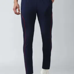 Van Heusen Flex Navy Blue Slim Fit Striped Sports Trackpants-image-17