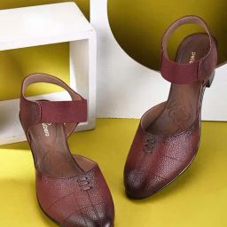 Pelle Albero Women's Maroon Ankle Strap Sandals-picture-37