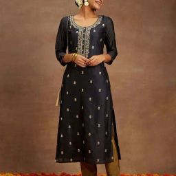 Libas Grey Embroidered Straight Kurta-image-77