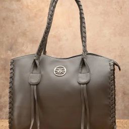 Rocia Grey Solid Medium Tote Handbag-34