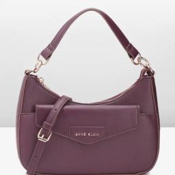 Anne Klein Maroon Solid Hobo Handbag with Pouch-22