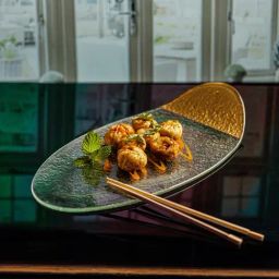 Troveas Luster Medium Clear Glass Serving Platter-18