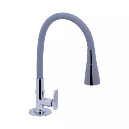 MTC Classic Dual Flow Flexible Swan Neck Tap Silver And Black Brass, CSWANMTC1-40