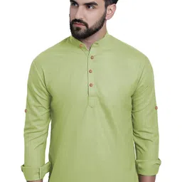 APEKTRA Men Cotton Mandarin Collar Straight Kurta-picture-5