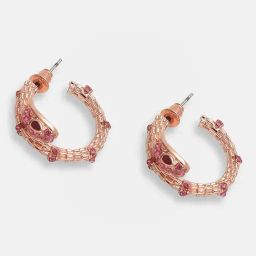 Sohi Gold Plated Party Designer Stone Hoop Earrings-3