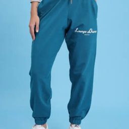 Lounge Dreams Teal Cotton Solid Joggers-image-71