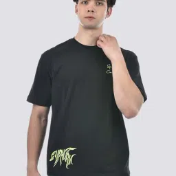 Camla Black Cotton Regular Fit Printed T-Shirts-picture-37