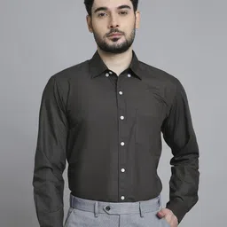 INVICTUS Men Premium Fit Solid Button-Down Collar Cotton Formal Shirt-image-100