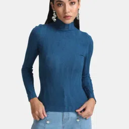 Kazo Blue Textured Pullover-image-7