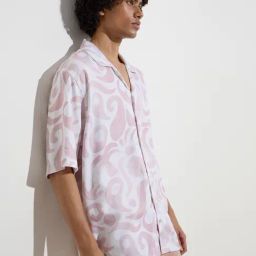 Nuon by Westside Pink Abstract Design Relaxed-Fit Cotton-Blend Shirt-image-89