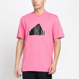 Adidas Pink Cotton Regular Fit Logo Printed T-Shirt-image-59