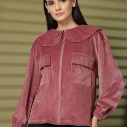 Melon by PlusS Pink Plain Jackets-image-53
