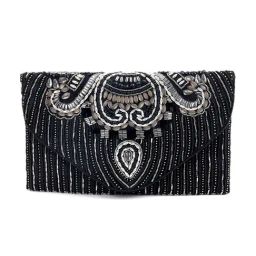 Odette Black Embellished Clutch-image-78