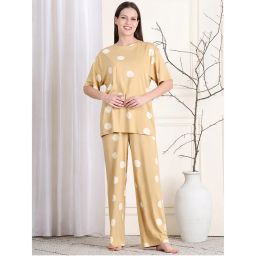 Kanvin Beige Women's Top with Pyjama (Set of 2)-picture-8