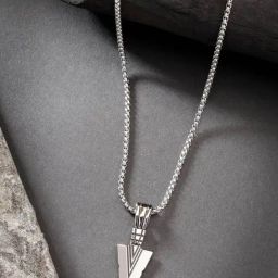 NVR Men Silver-Plated Arrow-shaped Pendant with Chain-45
