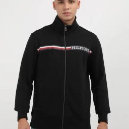 Tommy Hilfiger Black Cotton Regular Fit Logo Printed Sweatshirt-image-73