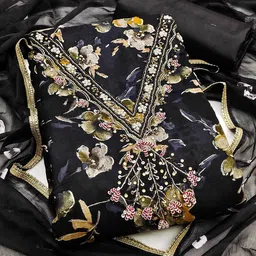 SAINOOR Floral Printed Sequinned Jaam Cotton Unstitched Dress Material-image-37