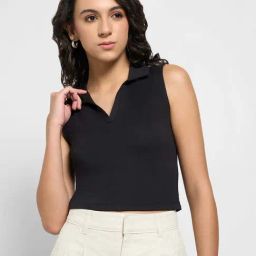 People By Pantaloons Jet Black Slim Fit Top-picture-25