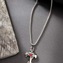 NVR Men Silver-Plated Stainless Steel Pendant with Chain-97