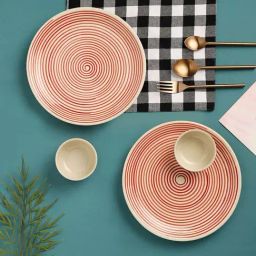 VarEesha Parikrama Red Ceramic Dinner Set-25