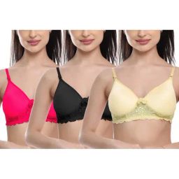 FIMS: Fashion is my Style Black & Beige Lace Work Everyday Bras - Pack Of 3-picture-37