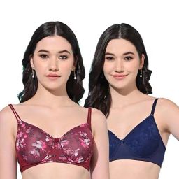 FIMS Maroon & Blue Printed Bras - Pack Of 2-15