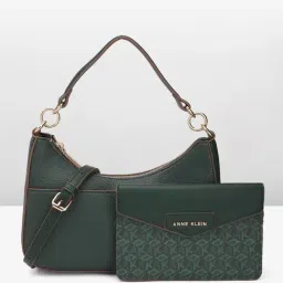 Anne Klein Green Solid Hobo Handbag with Pouch-image-59