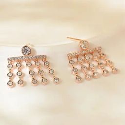 Touch925 925 Pure Silver Elegant Rose Gold Drop Earrings-image-11