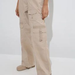 Nuon by Westside Beige Mid-Rise Cotton-Blend Pants-image-66