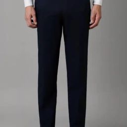 Louis Philippe Navy Cotton Slim Fit Trousers-image-71