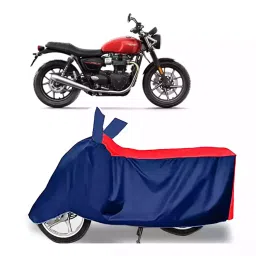 Auto Pearl Two Wheeler Cover with Bag for Triumph Street Twin, Red & Blue-picture-45