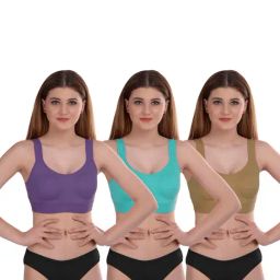 AROUSY Purple & Blue Cotton Bra Panty Set - Pack Of 3-image-67