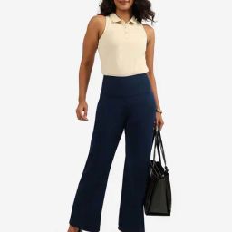 BlissClub Navy Plain Mid Rise Pants-image-85
