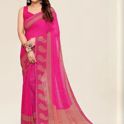 Moda Rapido Pink Printed Poly Georgette Sarees-picture-4