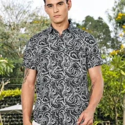 Thomas Scott Navy Slim Fit Abstract Shirt-image-8