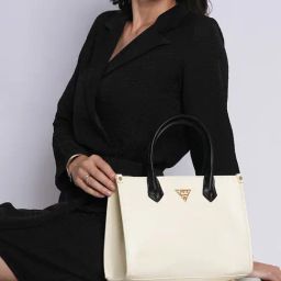 LAVIE Signature Off White Colour Block Handbag-15