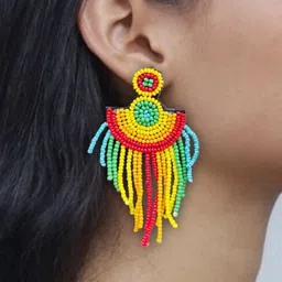 UnfoldSelf Handcrafted Geometric Shaped Artificial Beads Drop Earrings image 4