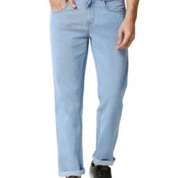 High Star Blue Lightly Washed Relaxed Fit Jeans-image-70