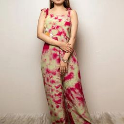 Anuja Banthia Pink and Mint Green Jumpsuit with Embroidery On Side Waist-picture-2