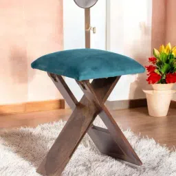 Ikiriya Dayton Turquoise Sheesham Wood Accent Stool in Provisional Teak Finish-image-7