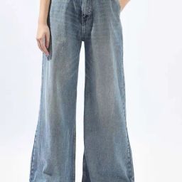 High Star Blue Cotton Wide Leg Jeans-image-29