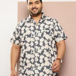 Thomas Scott Grey Regular Fit Floral Shirt-image-5