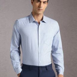Louis Philippe Blue Regular Fit Striped Shirt-image-90