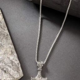 NVR Men Silver-Plated Stainless Steel Pendant with Chain-image-8