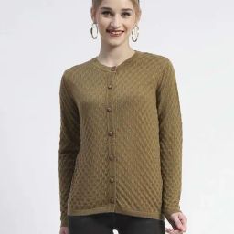 MADAME Khaki Embroidered Cardigan-image-89