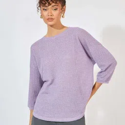 Styli Purple Plain T-Shirt-image-26